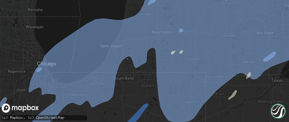 Hail map in Vandalia, MI on May 18, 2026
