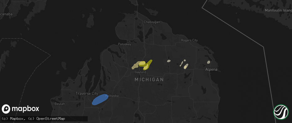 Hail map in Vanderbilt, MI on May 18, 2026