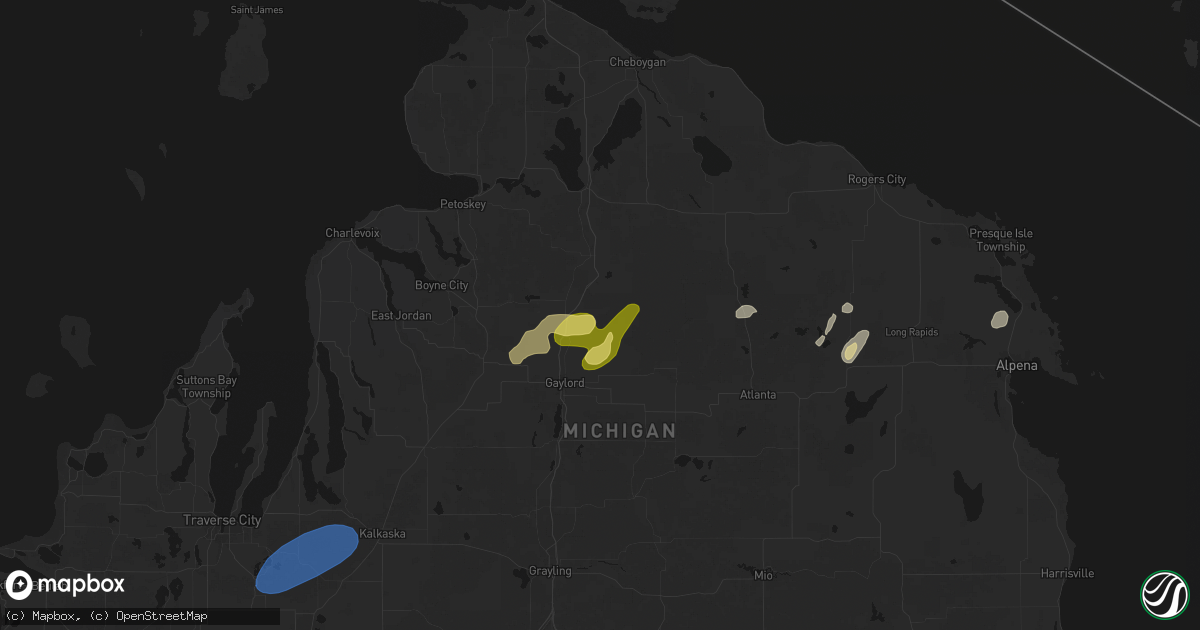 Hail map in Vanderbilt, MI on May 18, 2026