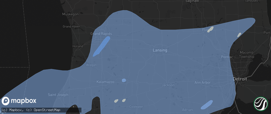 Hail map in Vermontville, MI on May 18, 2026