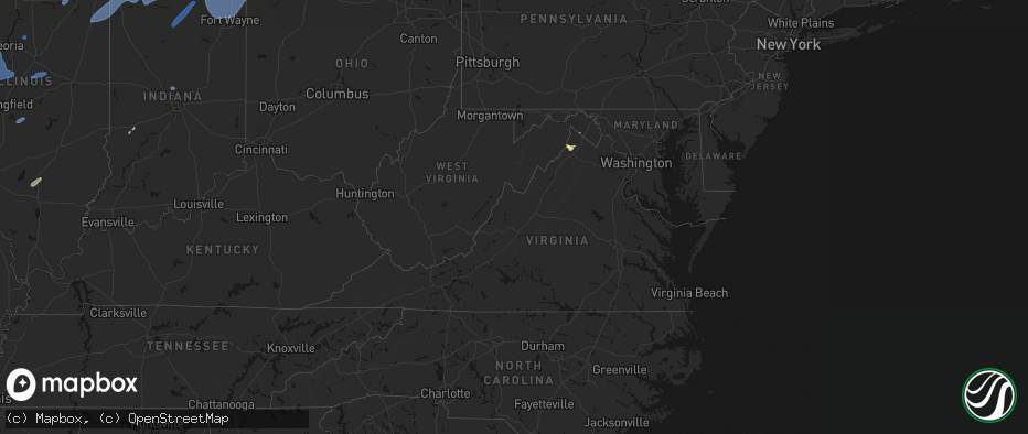 Hail map in Virginia on May 18, 2026