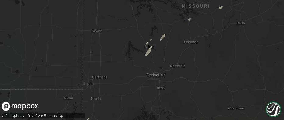Hail map in Walnut Grove, MO on May 18, 2026