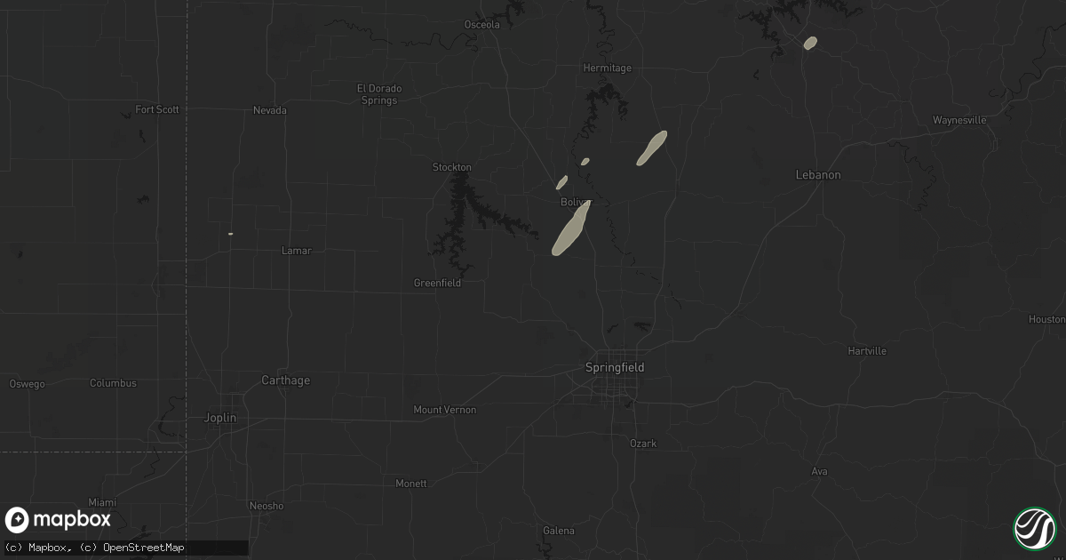 Hail map in Walnut Grove, MO on May 18, 2026