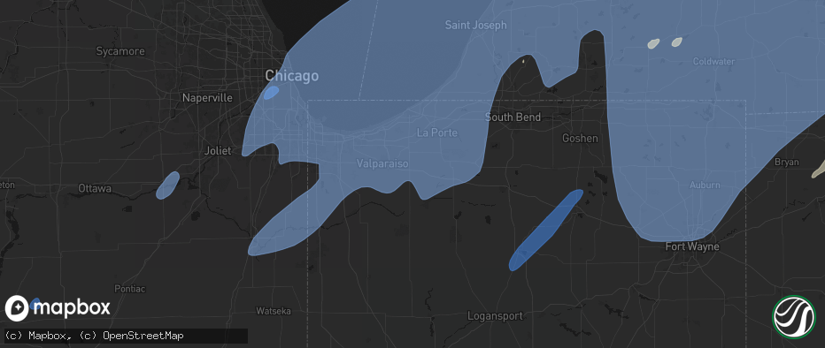 Hail map in Wanatah, IN on May 18, 2026