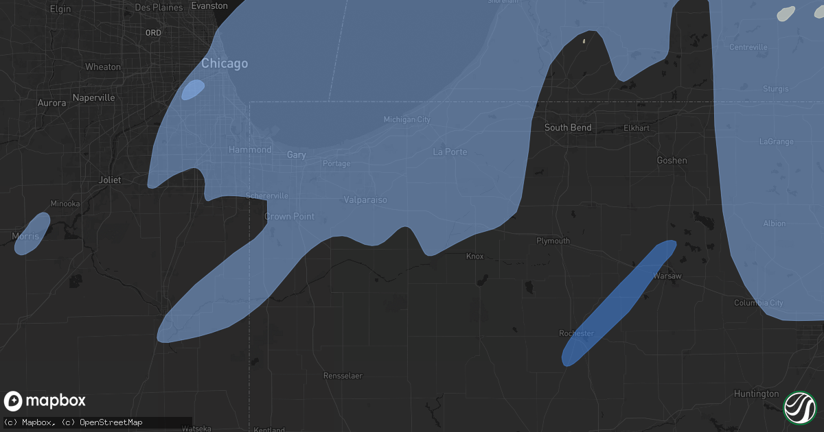 Hail map in Wanatah, IN on May 18, 2026