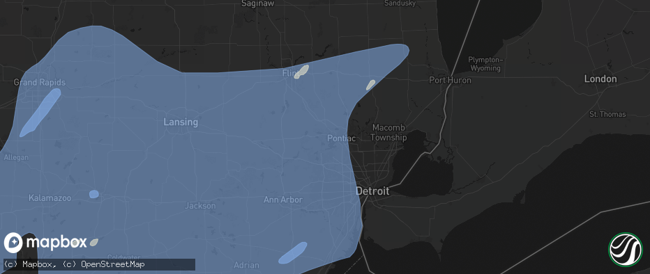 Hail map in Waterford, MI on May 18, 2026
