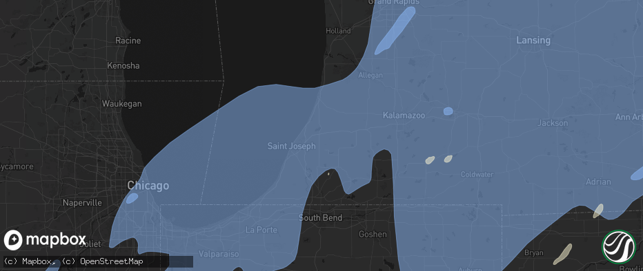 Hail map in Watervliet, MI on May 18, 2026