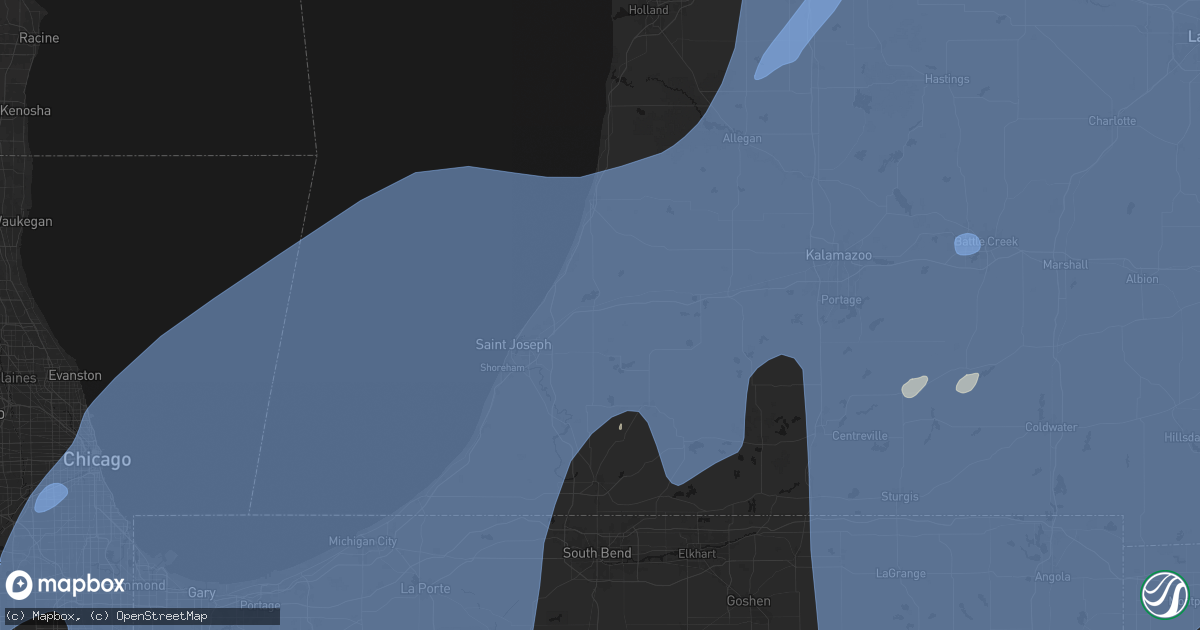 Hail map in Watervliet, MI on May 18, 2026