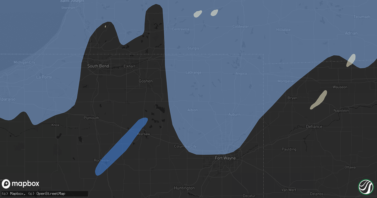 Hail map in Wawaka, IN on May 18, 2026