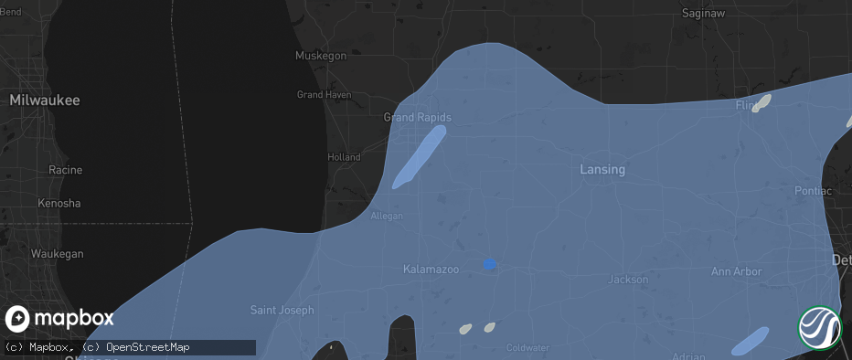 Hail map in Wayland, MI on May 18, 2026