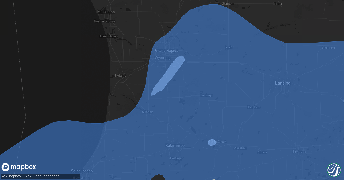 Hail map in Wayland, MI on May 18, 2026