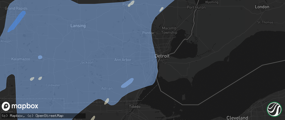 Hail map in Wayne, MI on May 18, 2026