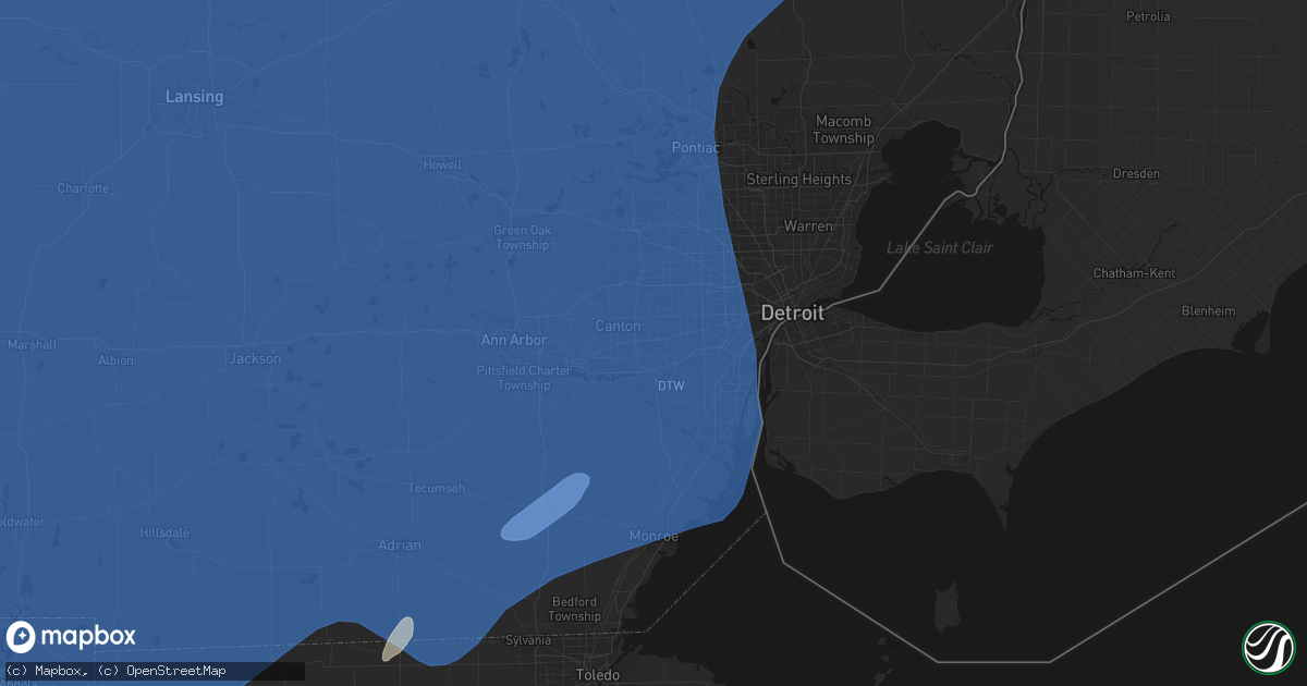 Hail map in Wayne, MI on May 18, 2026