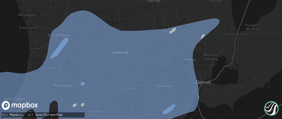 Hail map in Webberville, MI on May 18, 2026
