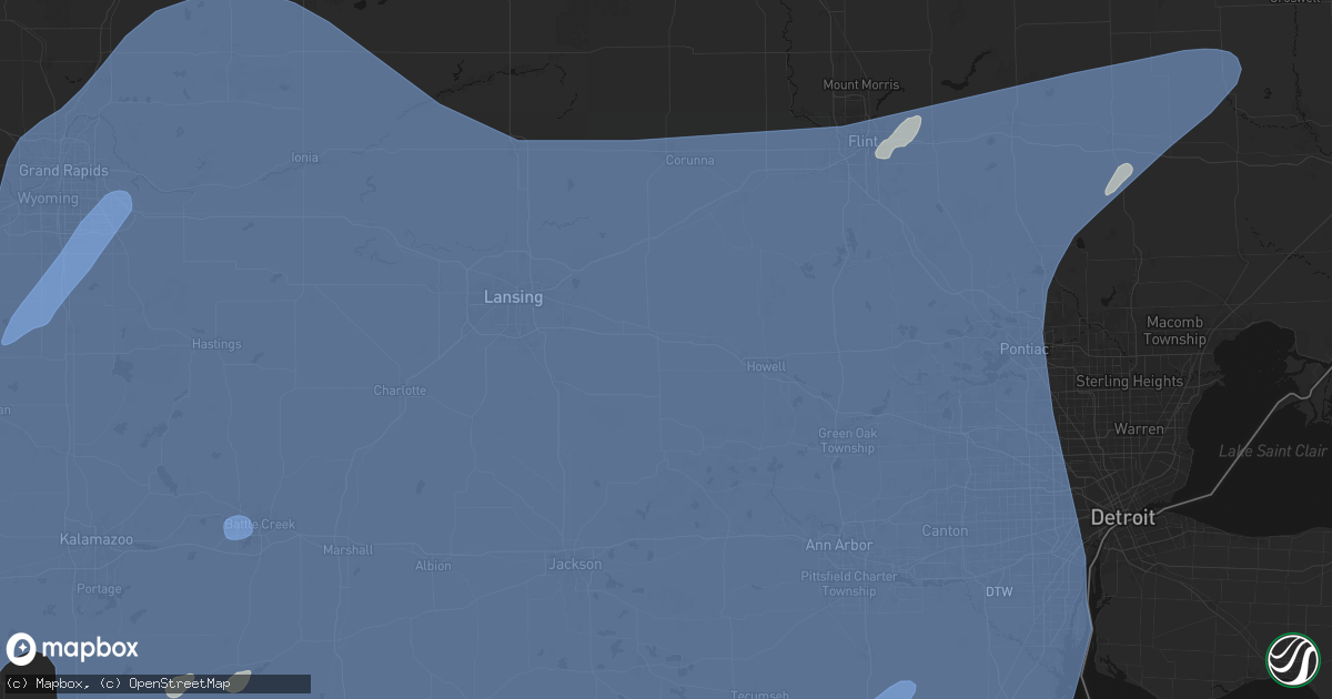 Hail map in Webberville, MI on May 18, 2026