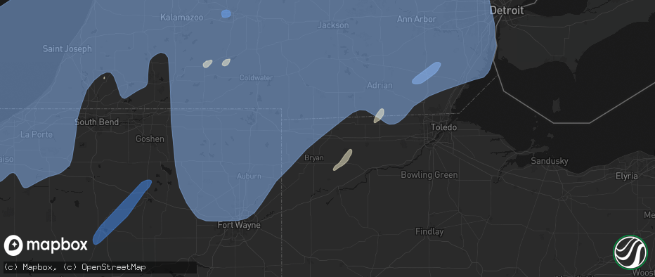 Hail map in West Unity, OH on May 18, 2026