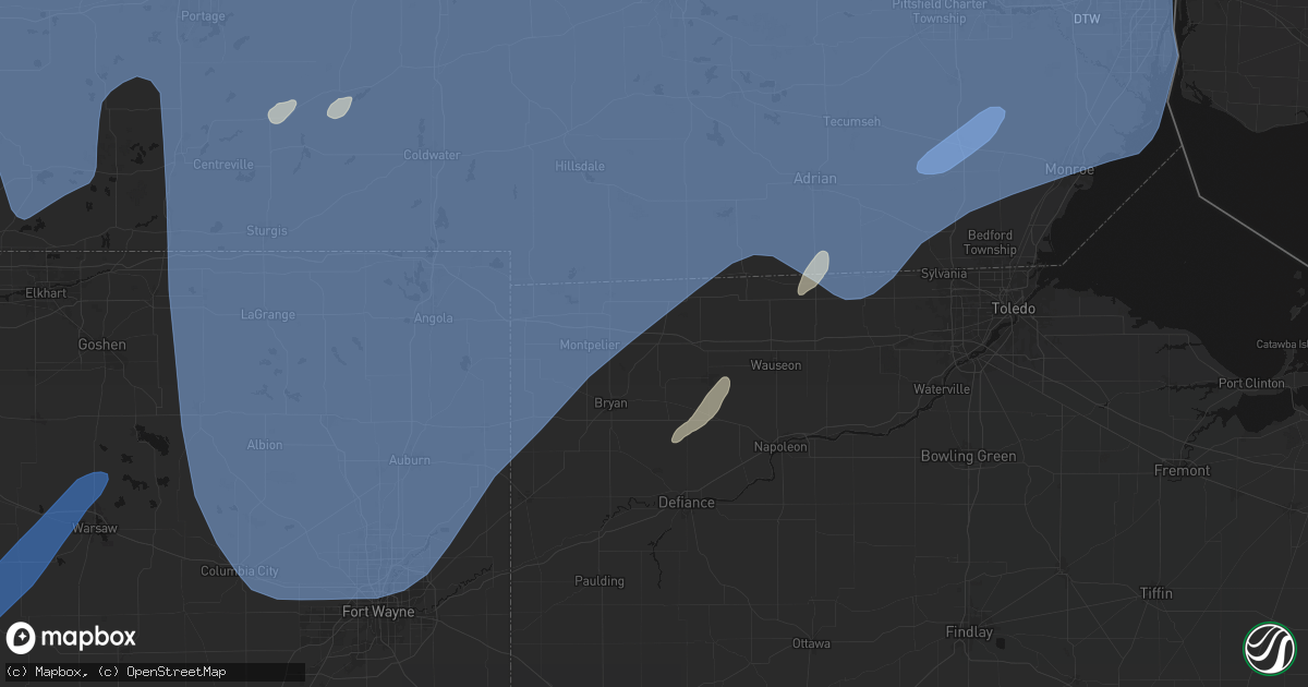 Hail map in West Unity, OH on May 18, 2026