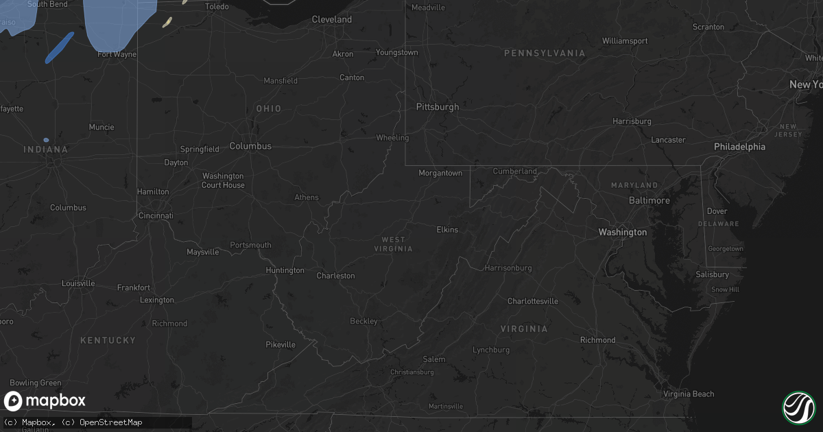 Hail map in West Virginia on May 18, 2026