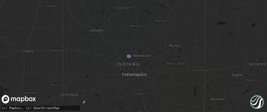 Hail map in Westfield, IN on May 18, 2026