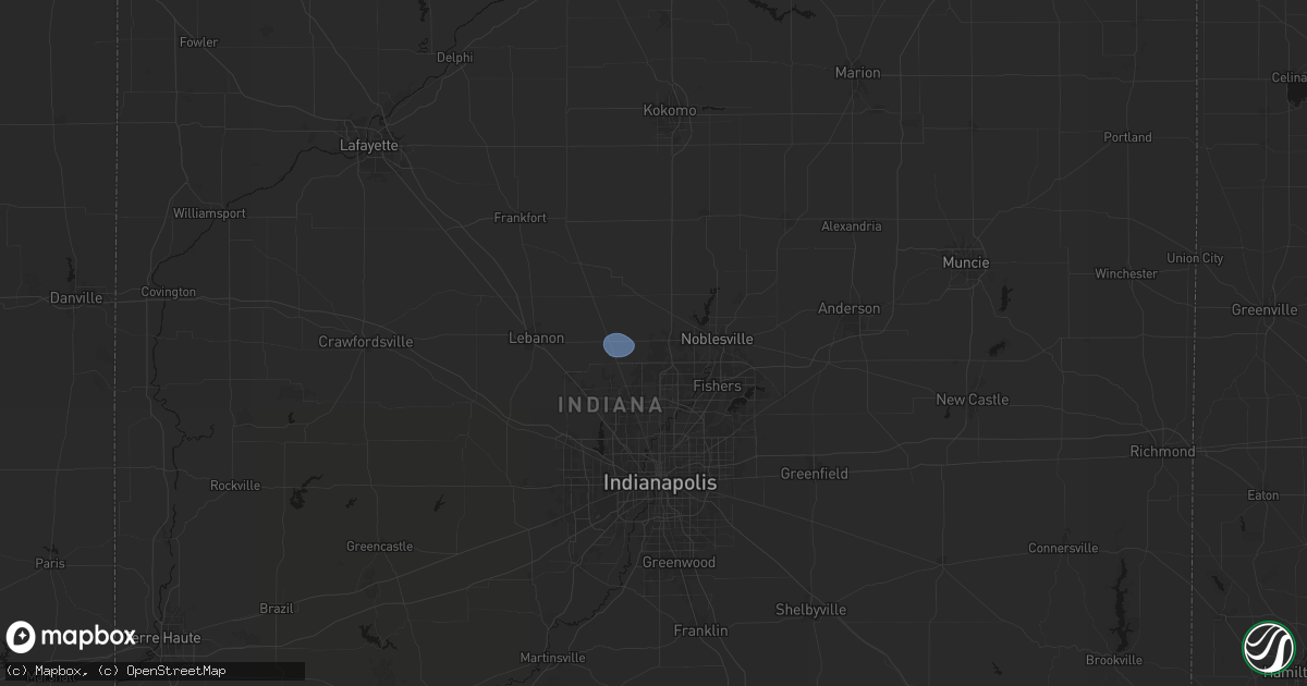 Hail map in Westfield, IN on May 18, 2026