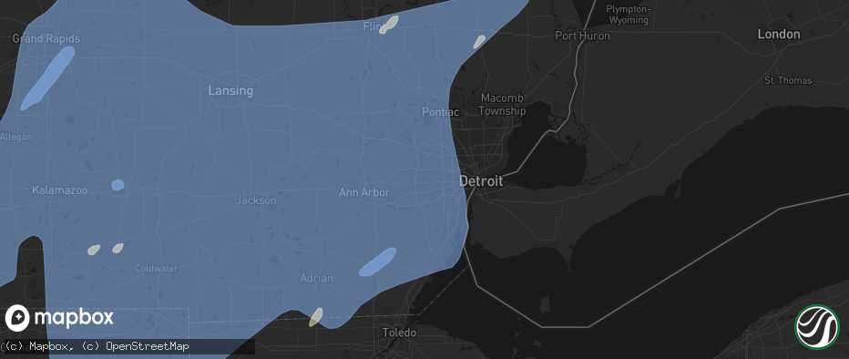 Hail map in Westland, MI on May 18, 2026