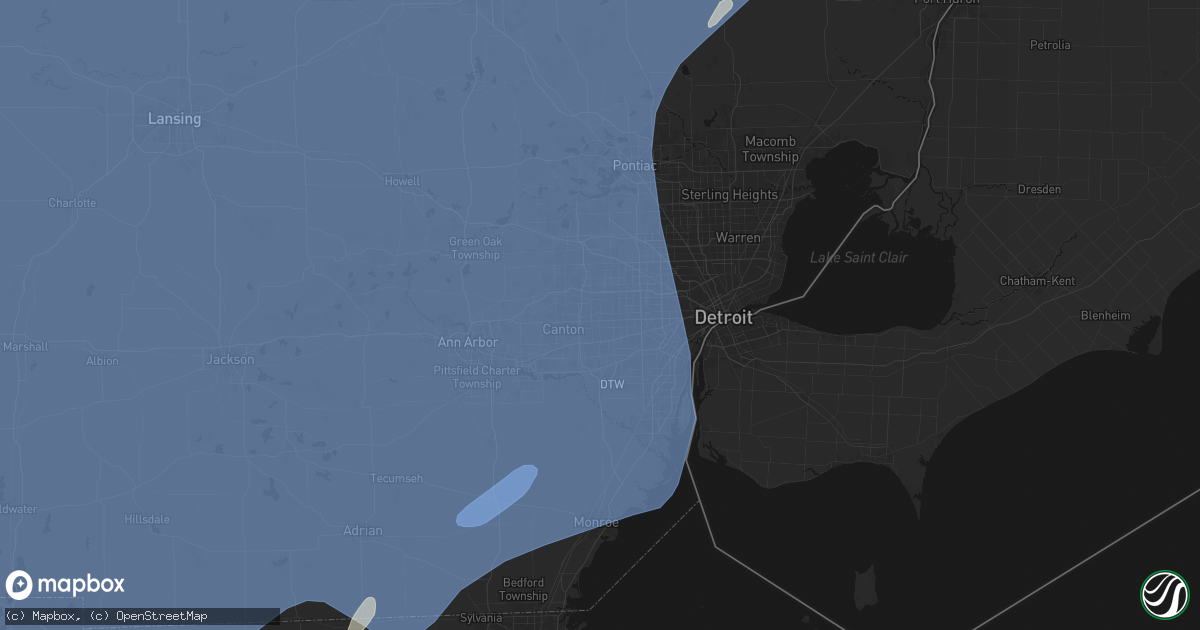 Hail map in Westland, MI on May 18, 2026