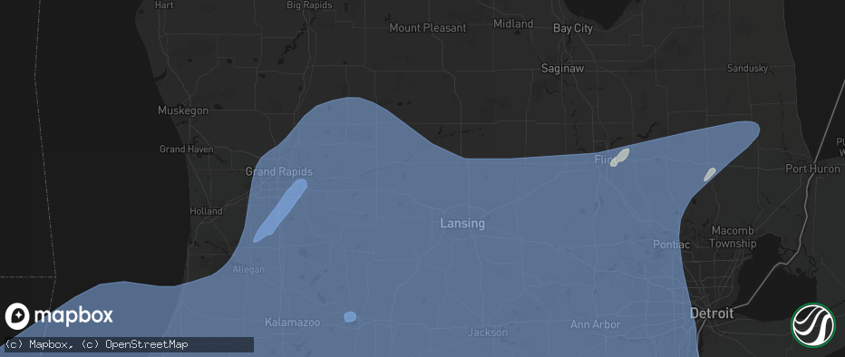 Hail map in Westphalia, MI on May 18, 2026