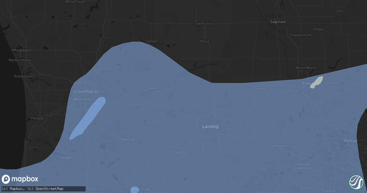 Hail map in Westphalia, MI on May 18, 2026