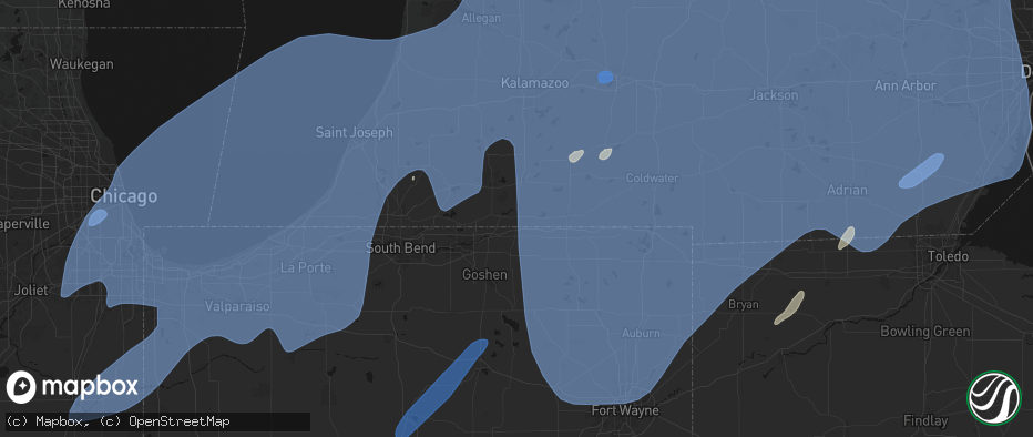 Hail map in White Pigeon, MI on May 18, 2026