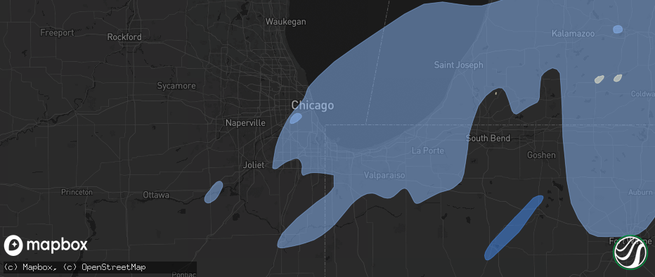 Hail map in Whiting, IN on May 18, 2026