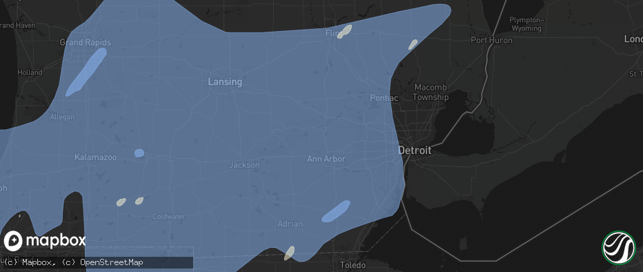 Hail map in Whitmore Lake, MI on May 18, 2026