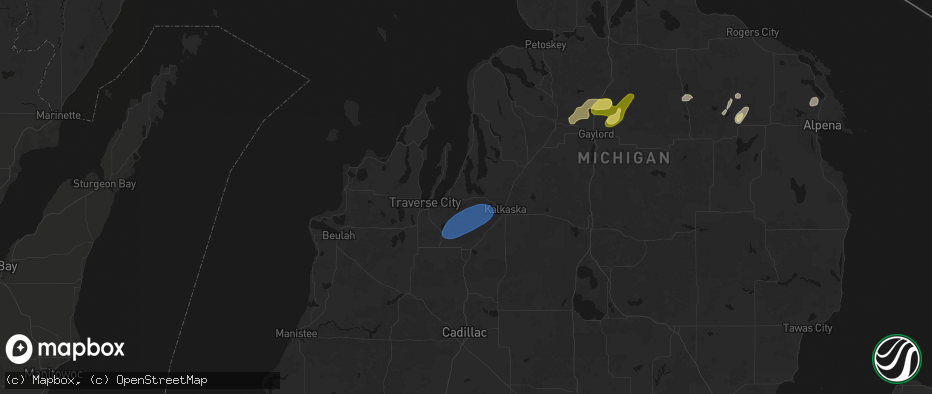 Hail map in Williamsburg, MI on May 18, 2026