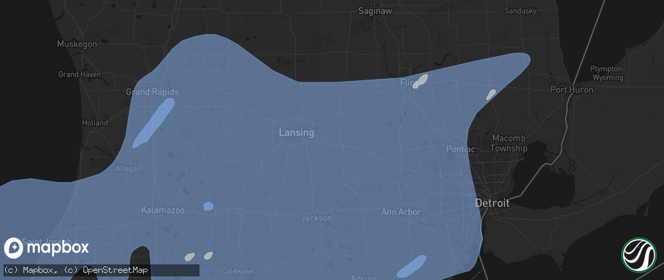 Hail map in Williamston, MI on May 18, 2026