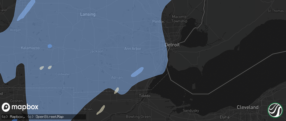 Hail map in Willis, MI on May 18, 2026