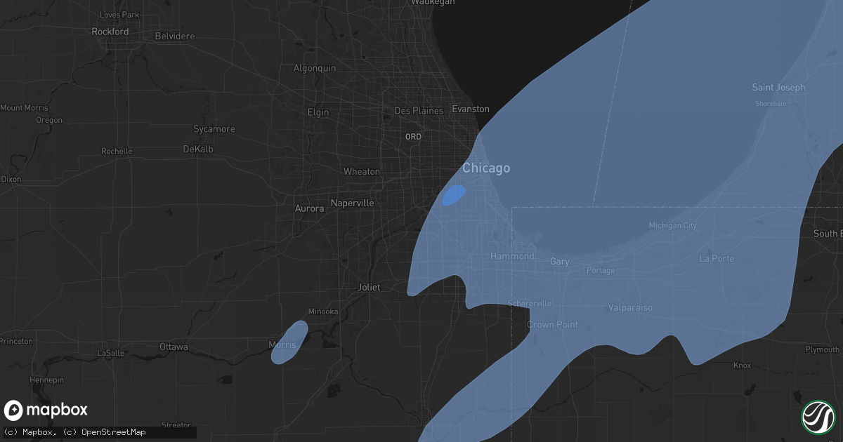 Hail map in Willow Springs, IL on May 18, 2026
