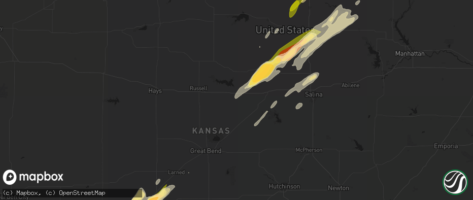 Hail map in Wilson, KS on May 18, 2026