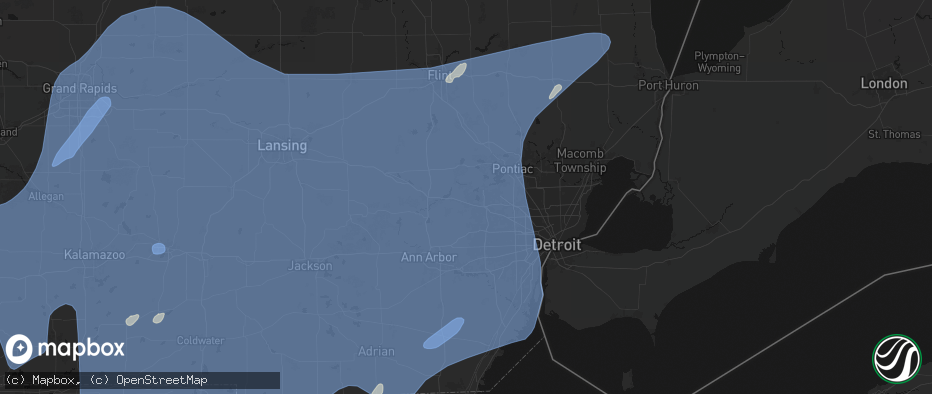 Hail map in Wixom, MI on May 18, 2026