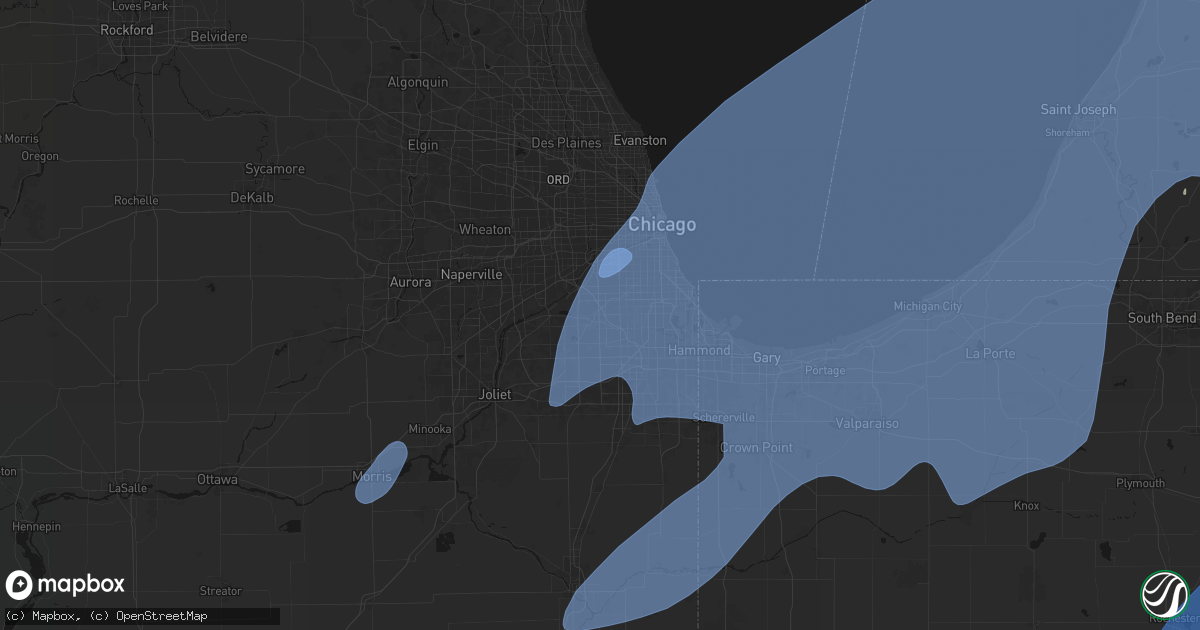 Hail map in Worth, IL on May 18, 2026