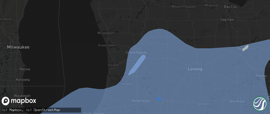 Hail map in Wyoming, MI on May 18, 2026