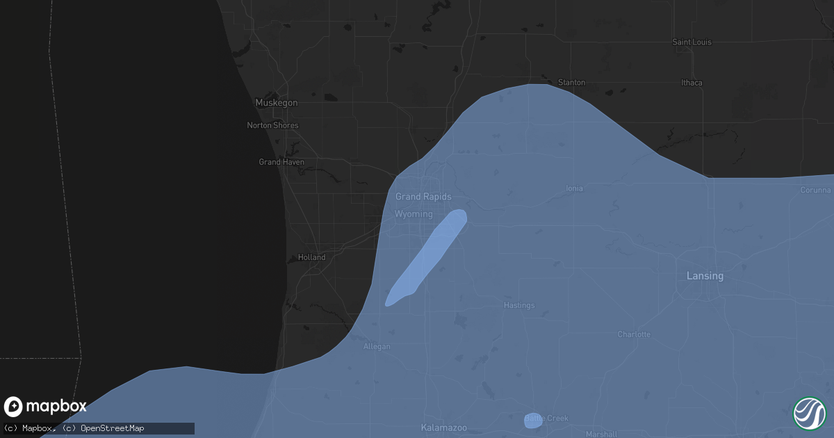 Hail map in Wyoming, MI on May 18, 2026
