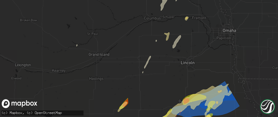 Hail map in York, NE on May 18, 2026