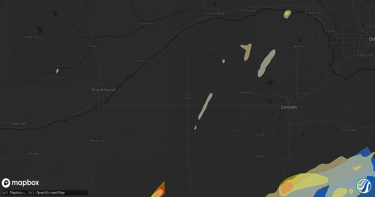 Hail map in York, NE on May 18, 2026