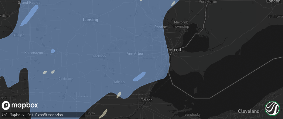 Hail map in Ypsilanti, MI on May 18, 2026