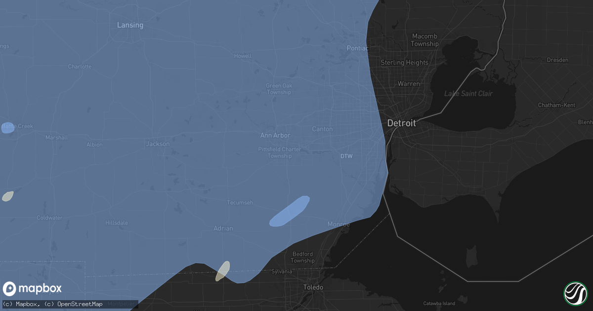 Hail map in Ypsilanti, MI on May 18, 2026