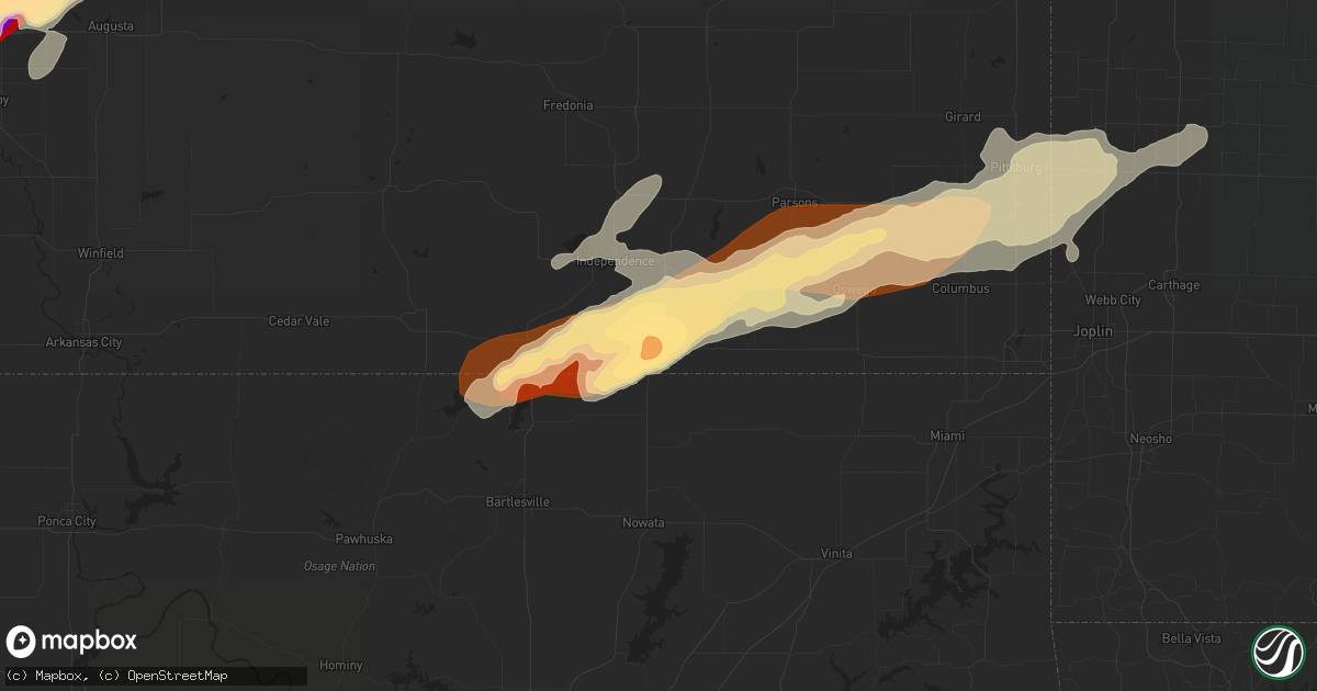 Hail map in Coffeyville, KS on May 19, 2013