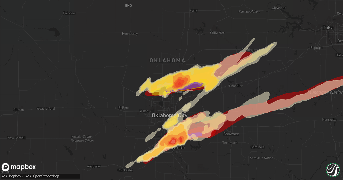 Hail map in Edmond, OK on May 19, 2013
