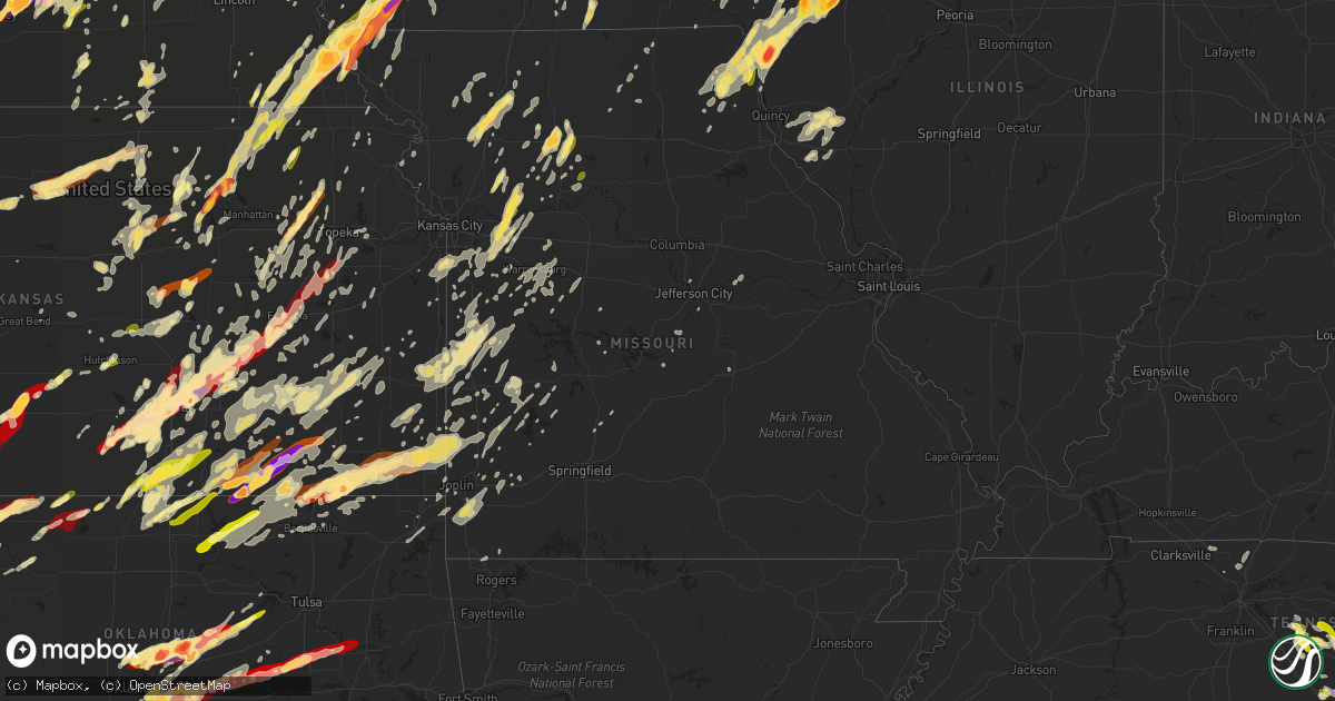 Hail map in Missouri on May 19, 2013