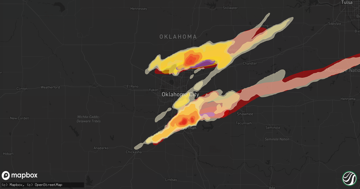 Hail map in Oklahoma City, OK on May 19, 2013