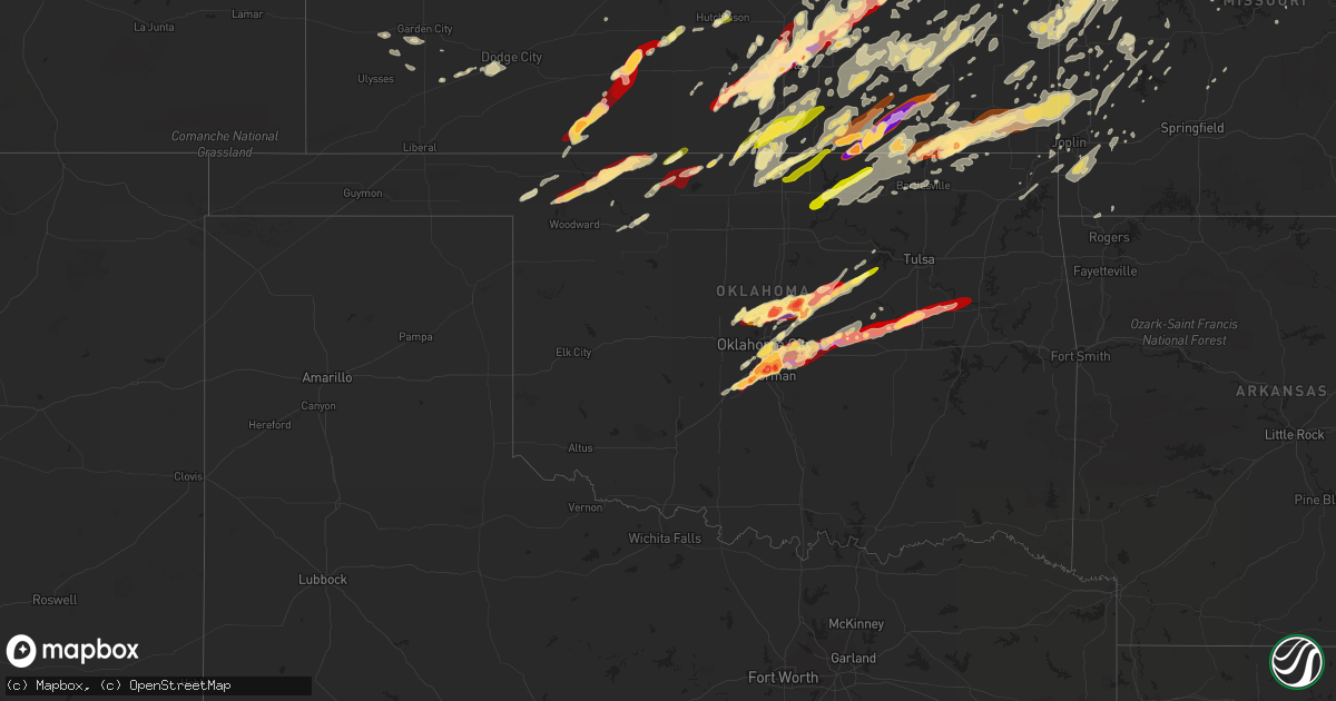 Hail map in Oklahoma on May 19, 2013