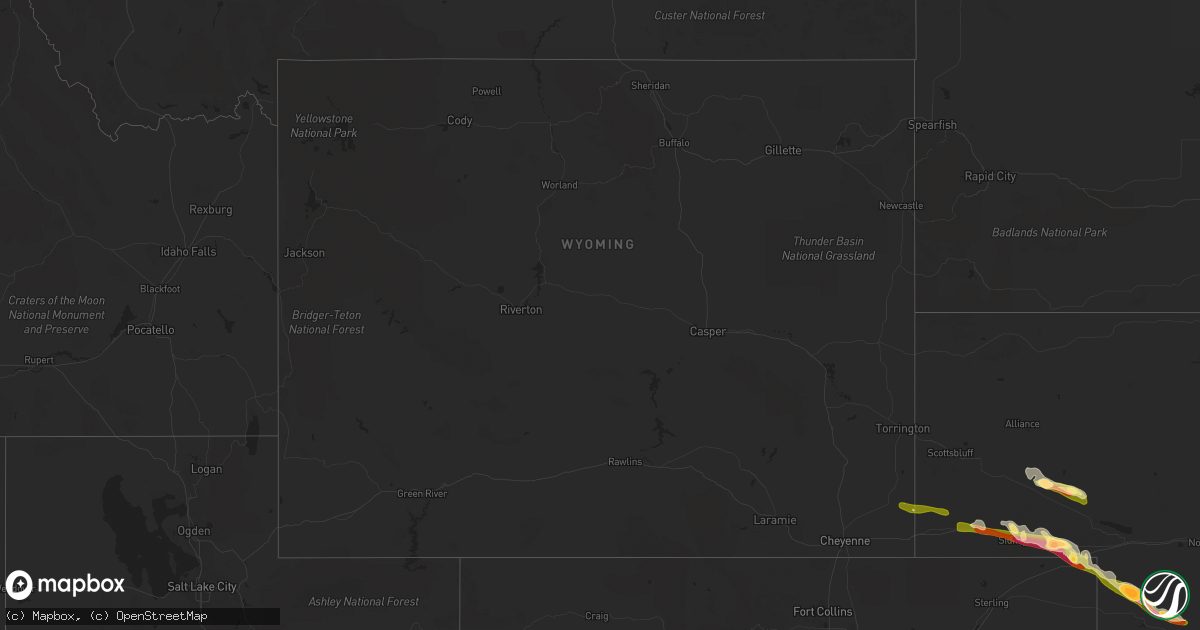 Hail map in Wyoming on May 19, 2014